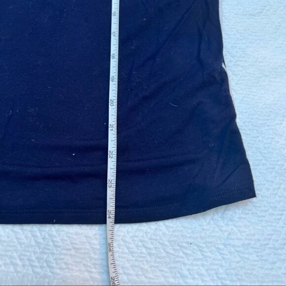 𝅺TAHARI Elements Black Top Blouse White Piping 3/4 Sleeves Size S - Picture 7 of 10